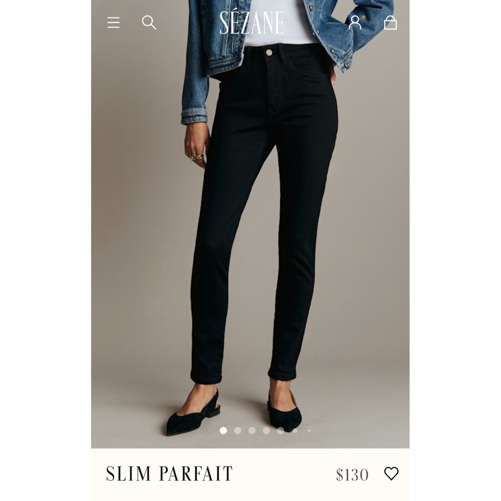 Sezane Slim Parfait Jeans Chic Black High Rise Denim Pants Sz FR 34 US 2